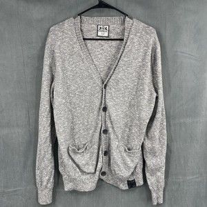 Express Cardigan Sweater Womens XL Gray Button Up Long Sleeve V-Neck Pockets